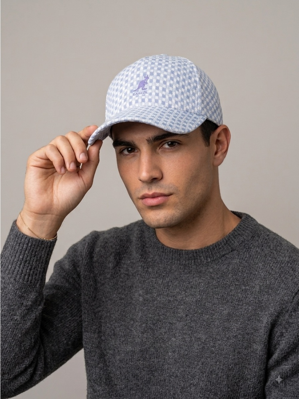 Kangol Blue & White Tropic Chequers Space Cap - Small, Unisex
